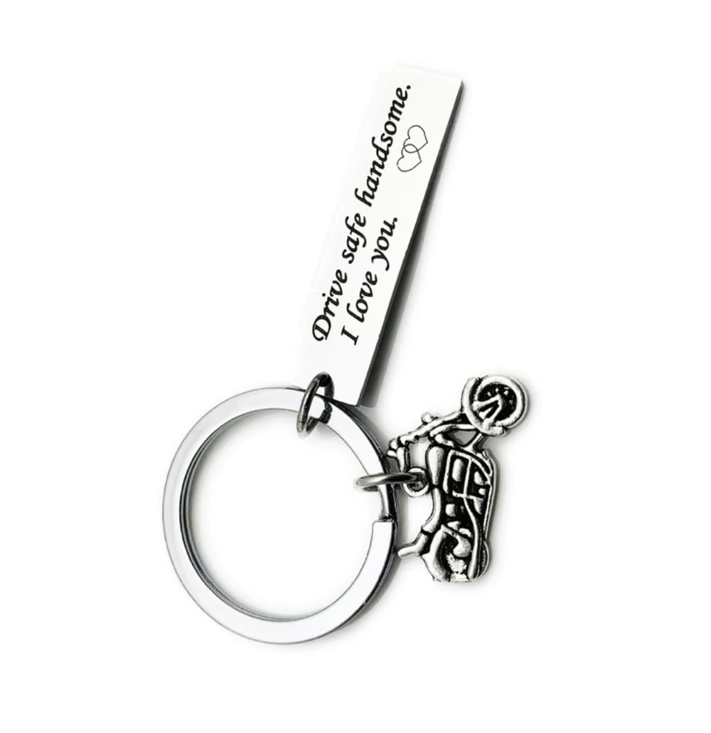 3/$25 Drive Safe Handsome. I Love You Double Hearts Stainless Steel Keychain NEW